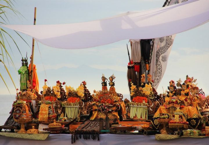 Melasti ceremony before the feast of Nyepi in Bali